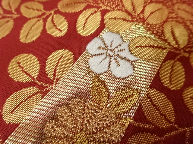  ヱ霞・花々に萩模様織出し名古屋帯